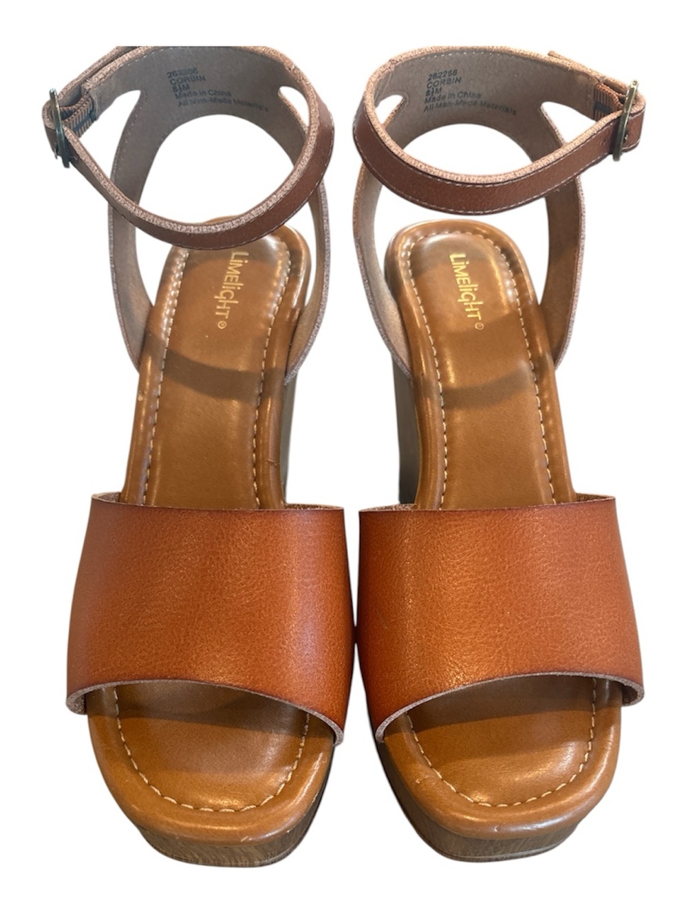 Limelight Brown Tan Platform Ankle-Strap Sandals
